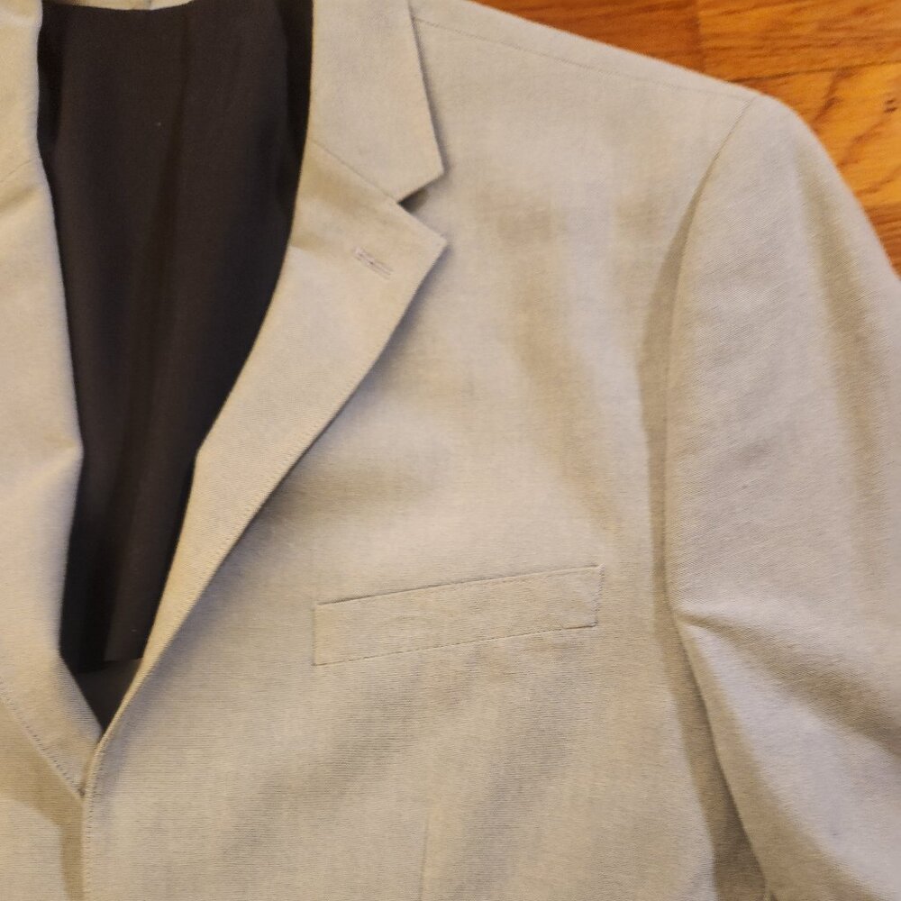 Light Blue Men's H&M 100% Cotton Blazer with Elbow Patches Size 44R Excellent - Picture 12 of 16